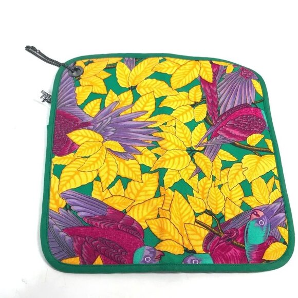 HERMES vintage Bird pattern Hand Towels Interior towel cotton Green/yellow - Picture 1 of 8